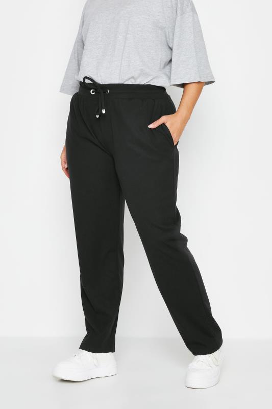 YOURS Plus Size Black Straight Leg Joggers | Yours Clothing 2