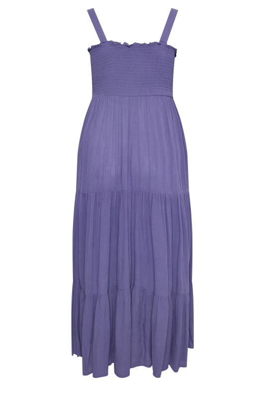 YOURS Plus Size Purple Shirred Strappy Sundress | Yours Clothing  7