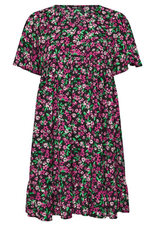 YOURS Plus Size Pink Floral Print Smock Dress | Yours Clothing 5