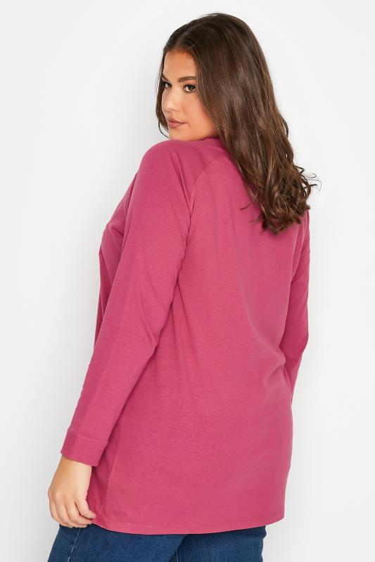 Plus Size Pink 'J'adore' Embossed Raglan T-Shirt | Yours Clothing 3