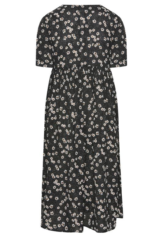YOURS Plus Size Black Daisy Print Smock Dress | Yours Clothing 7