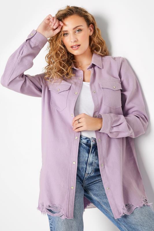 LTS Tall Women's Lilac Purple Distressed Twill Shirt | Long Tall Sally 1