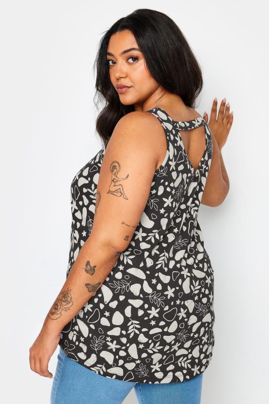 YOURS Plus Size Black Tropical Print Vest Top | Yours Clothing 1