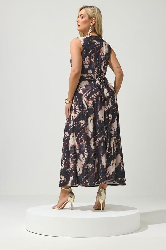 YOURS LONDON Plus Size Brown Abstract Knot Detail Dress | Yours Clothing 2