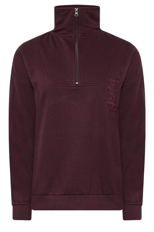  PixieGirl Petite Sweatshirt in Dunkelrot mit aufgesticktem „22“-Schriftzug und Stehkragen