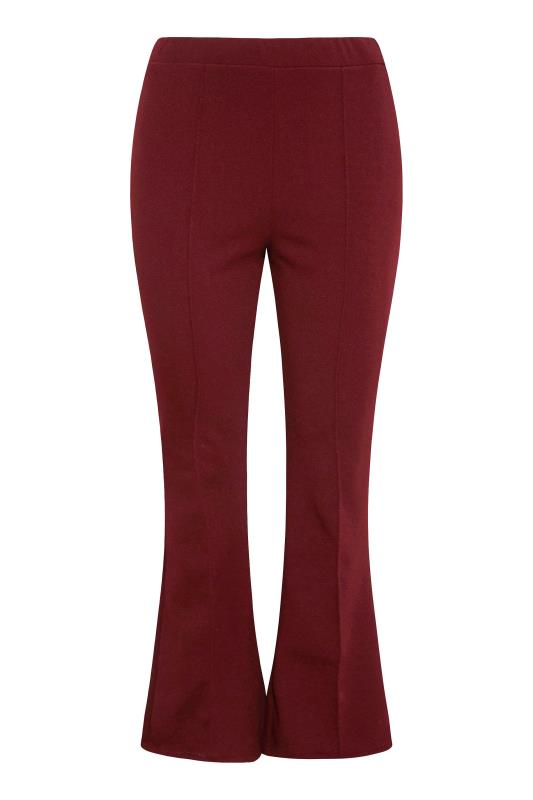 Plus Size Wine Red Scuba Kick Flare Trousers | Yours Clothing 3