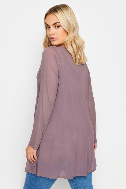 YOURS Plus Size Purple Mesh Swing Top | Yours Clothing 3