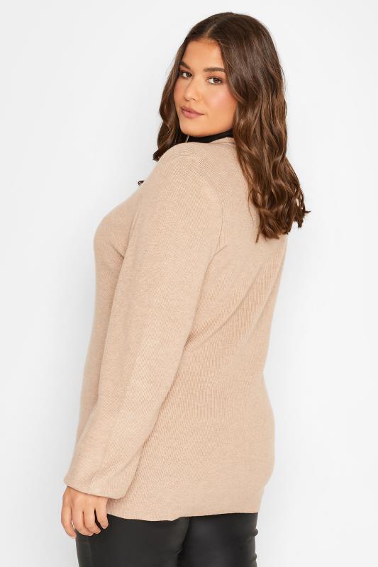 Tall Women's LTS Beige Brown Knitted Cardigan | Long Tall Sally 3