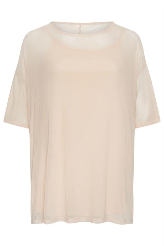 YOURS Plus Size Beige Brown Oversized Mesh Top | Yours Clothing 5