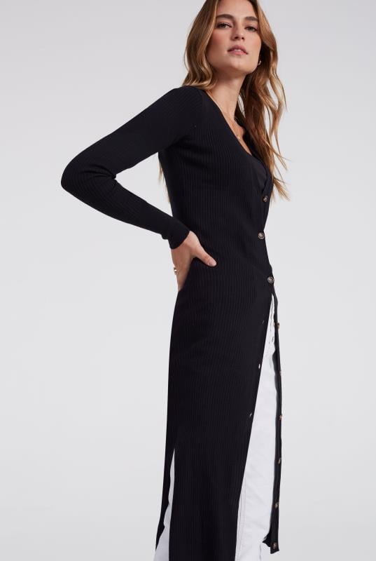 Cotton Blend Maxi Rib Cardigan | Long Tall Sally