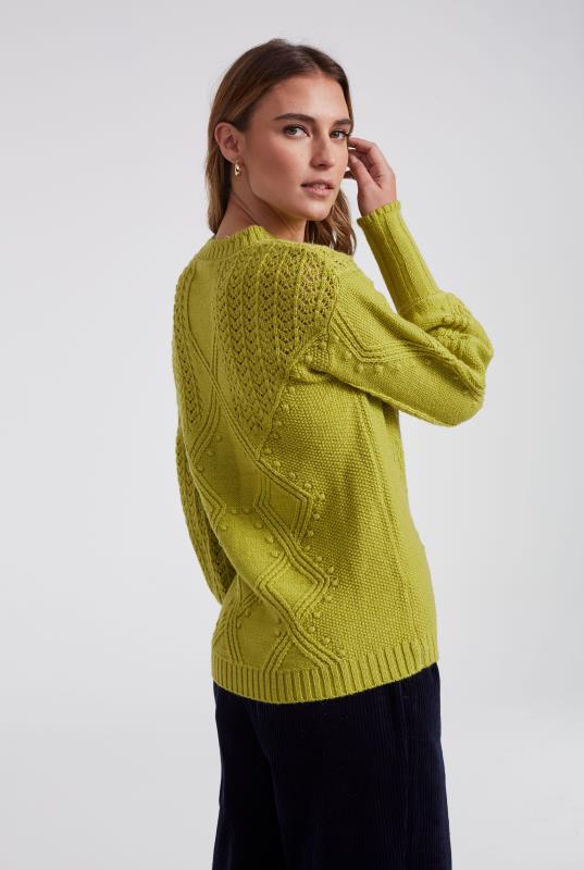 Lime Green Cable Knitted Jumper | Long Tall Sally