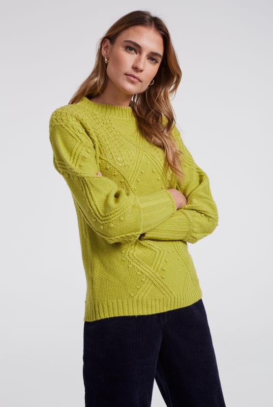 Lime Green Cable Knitted Jumper | Long Tall Sally