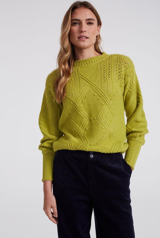 Lime Green Cable Knitted Jumper | Long Tall Sally