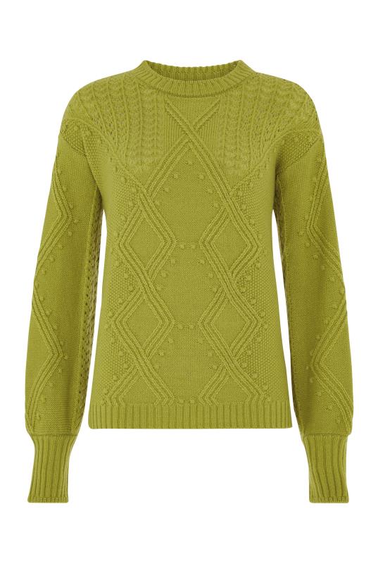 Lime Green Cable Knitted Jumper | Long Tall Sally