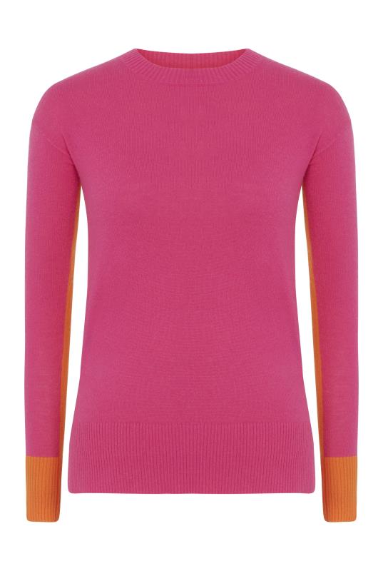 Pink Colour Block Knitted Jumper Long Tall Sally