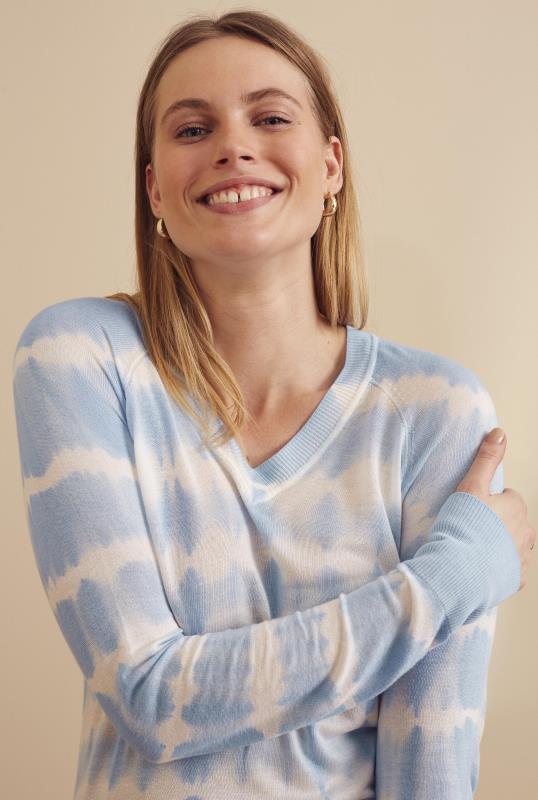 Blue Linen Blend Tie Dye Sweater | Long Tall Sally