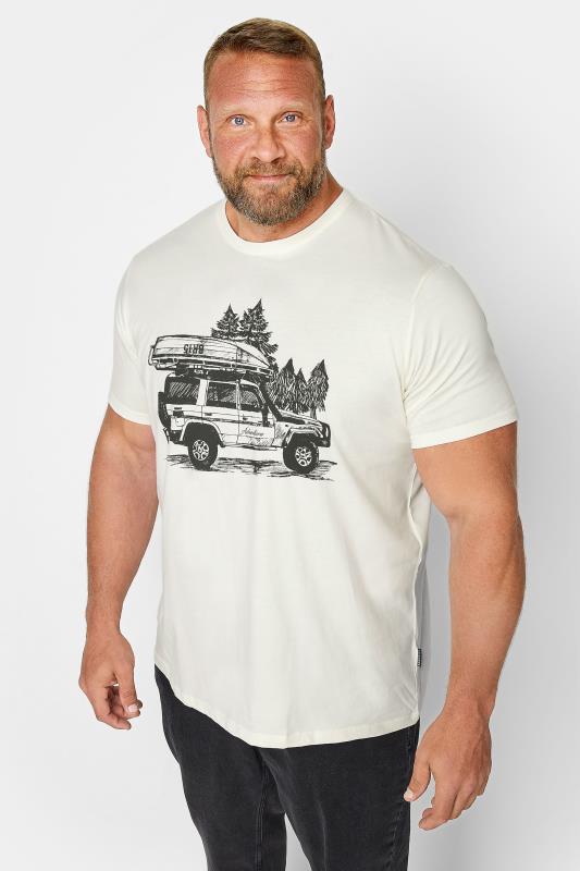 Men's  BadRhino Big & Tall White Adventure Jeep Print T-Shirt