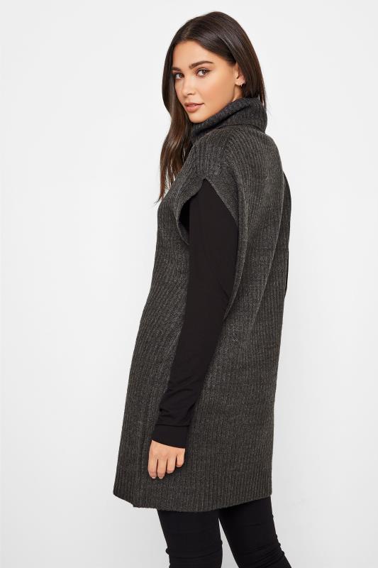 LTS Tall Charcoal Grey Roll Neck Longline Knitted Vest_RC.jpg