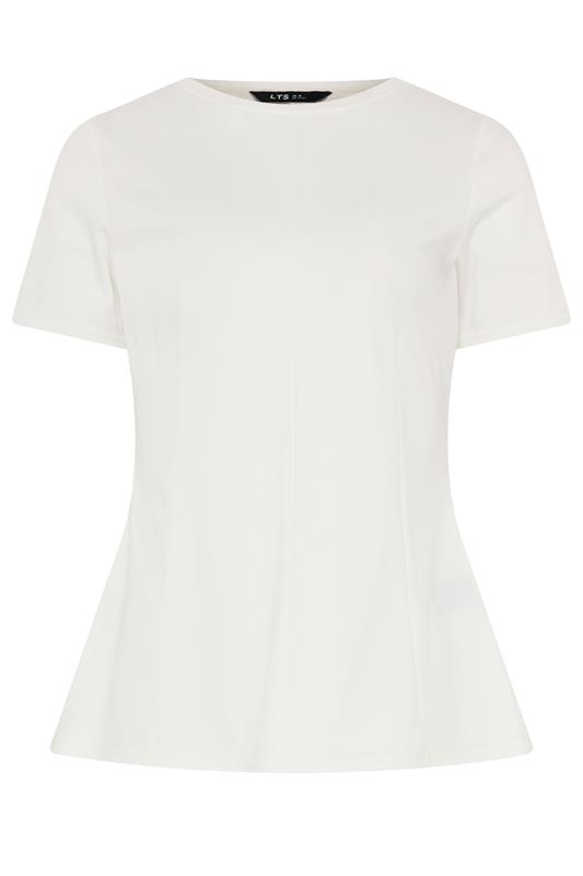 LTS Tall Women's White Seam Front Peplum Top | Long Tall Sally 6