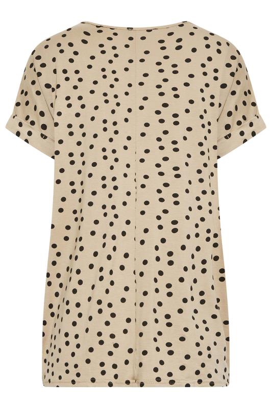 LTS Tall Beige Brown Polka Dot Print T-Shirt | Long Tall Sally  6