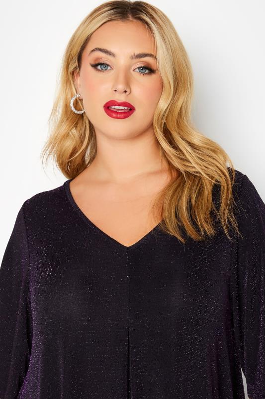 Curve Dark Purple Glitter Swing Top | Yours Clothing 4