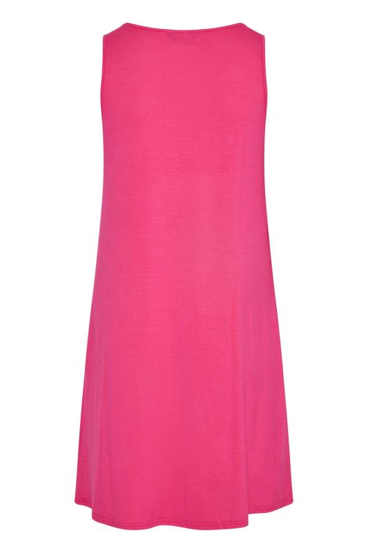 Curve Hot Pink Sleeveless Drape Pocket Midi Dress 7