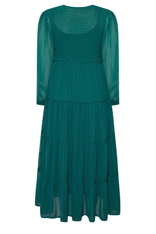 LIMITED COLLECTION Plus Size Forest Green Tiered Chiffon Dress | Yours Clothing 7