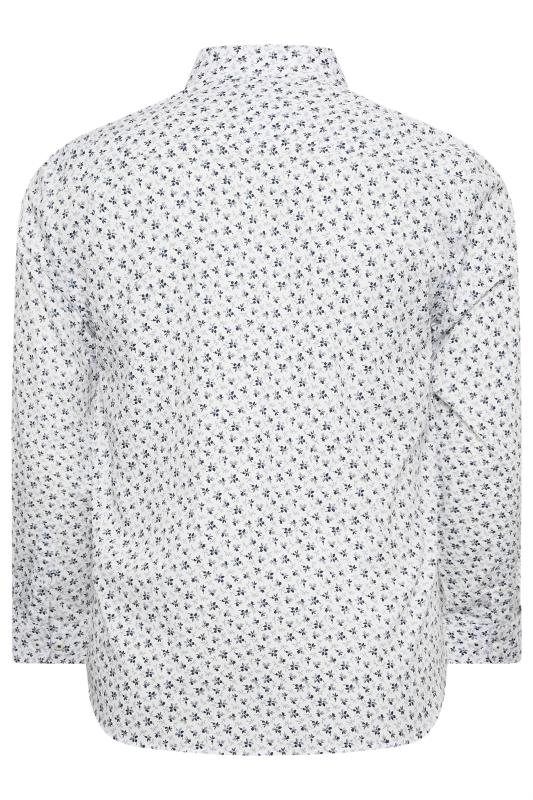BadRhino Big & Tall Premium White & Blue Floral Print Long Sleeve Shirt | BadRhino 4