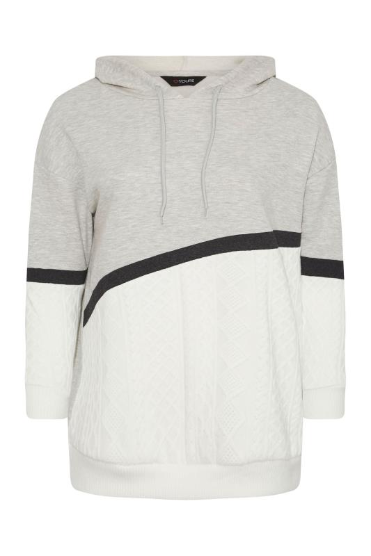 Plus Size Grey Panel Detail Hoodie | Yours Clothing 6