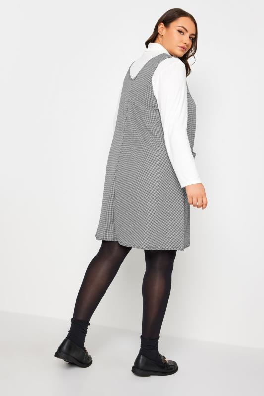 YOURS Curve Grey Check Print Button Through Pinafore Dress | Yours Clothing 3