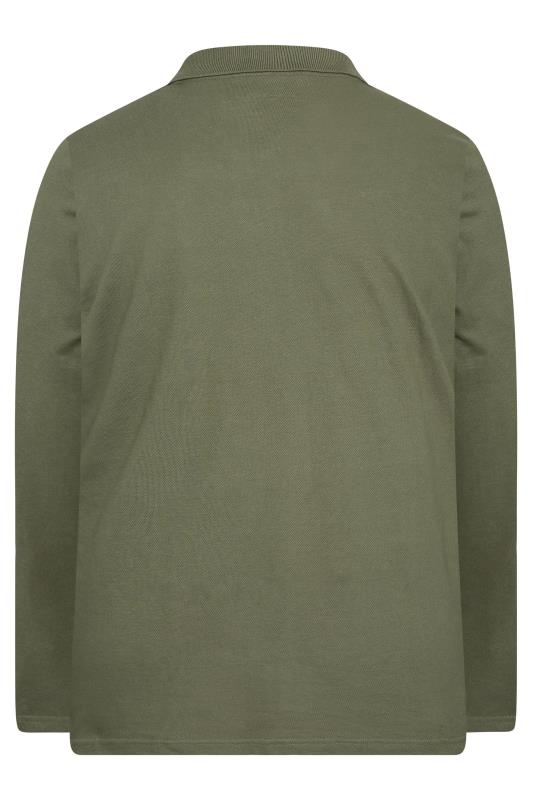 BadRhino Big & Tall Khaki Green Essential Long Sleeve Polo Shirt 4