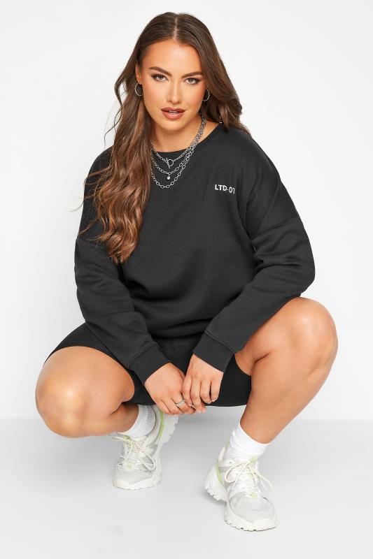 LIMITED COLLECTION Plus Size Black Soft Touch Logo Sweatshirt | Yours Clothing 1