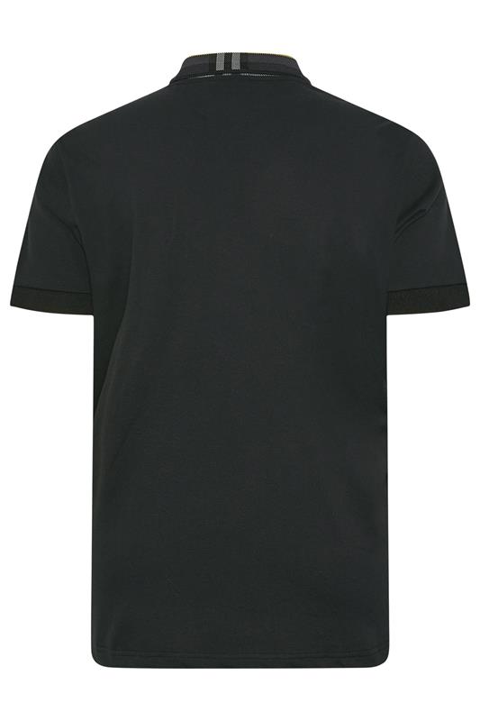 LYLE & SCOTT Big & Tall Black Tartan Collar Polo Shirt | BadRhino 4