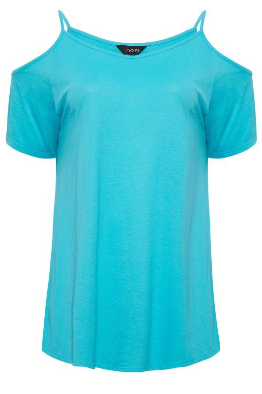 YOURS Plus Size Aqua Blue Cold Shoulder Top | Yours Clothing 6