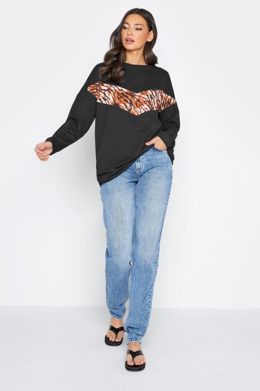 LTS Tall Women's Black Animal Printed Panel Sweatshirt | Long Tall Sally 2
