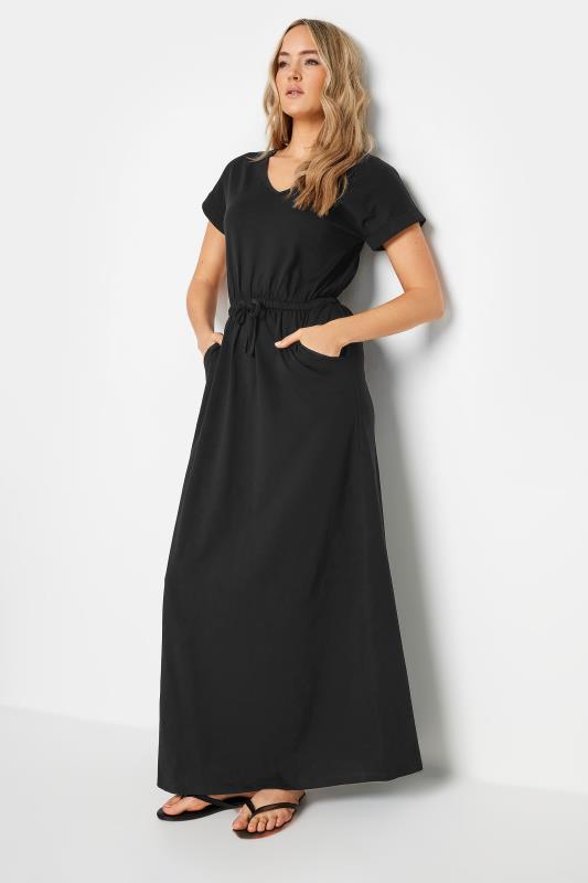 LTS Tall Women's Black Tie Waist Maxi T-Shirt Dress | Long Tall Sally 1