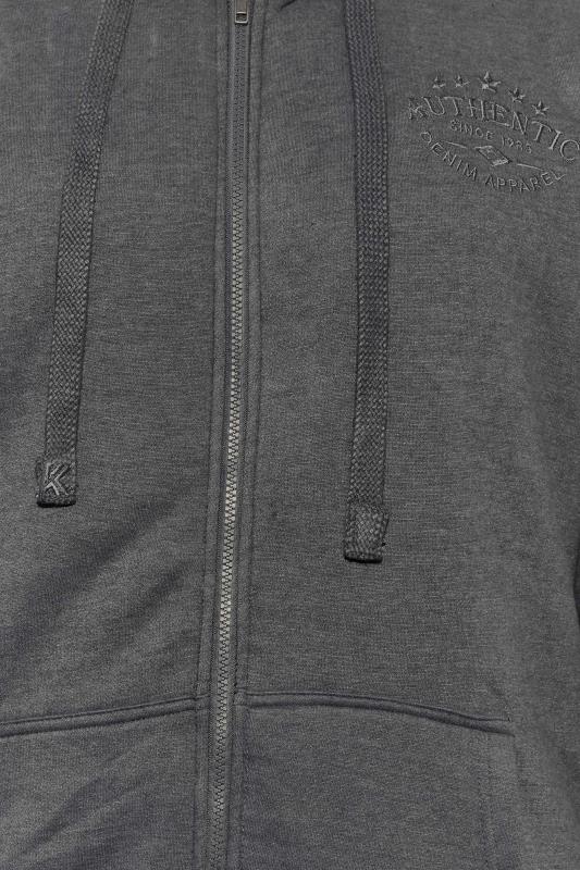 KAM Big & Tall Grey Embroidered Logo Fleece Lined Hoodie | BadRhino 2