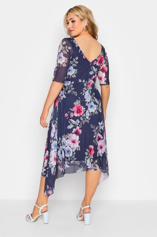 YOURS LONDON Plus Size Navy Blue Floral Cowl Dress | Yours Clothing 3