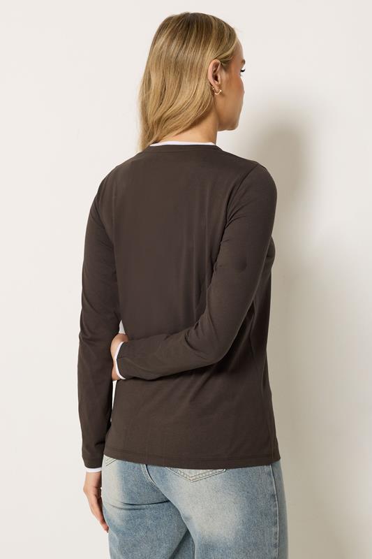 LTS Tall Chocolate Brown Layered Long Sleeve T-Shirt | Long Tall Sally 1