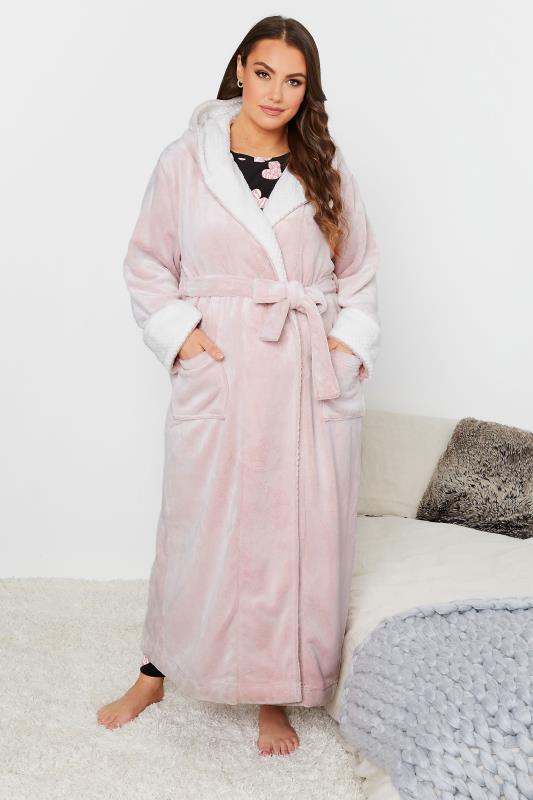 Plus Size Grey Contrast Hooded Maxi Dressing Gown | Yours Clothing 3