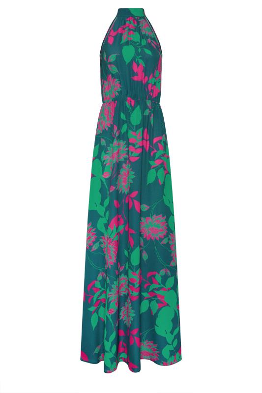 LTS Tall Women's Green Floral Print Halter Neck Dress | Long Tall Sally 6