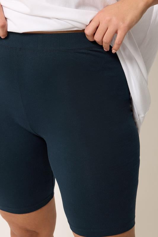 YOURS Plus Size Navy Blue Pull On Cycling Shorts | Yours Clothing 4