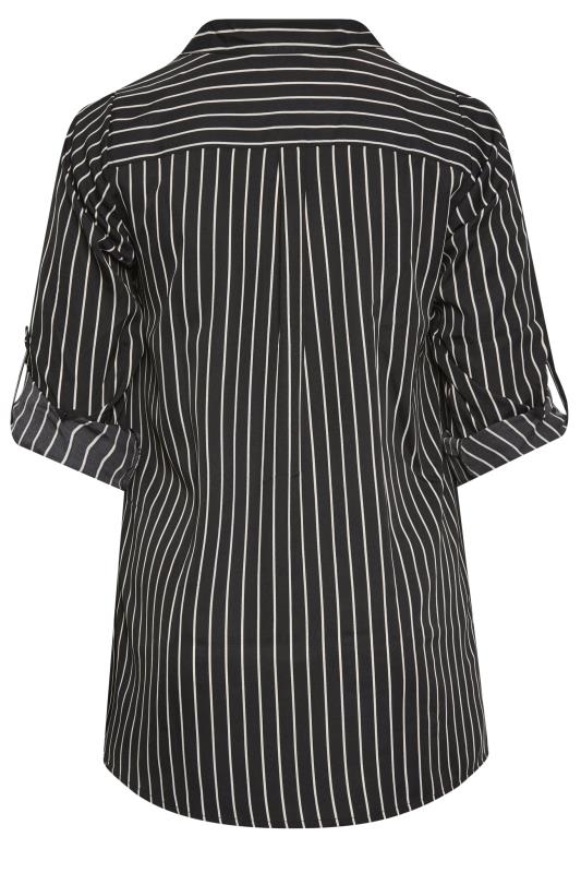YOURS Plus Size Black & White Stripe Print Boyfriend Shirt | Yours Clothing 7