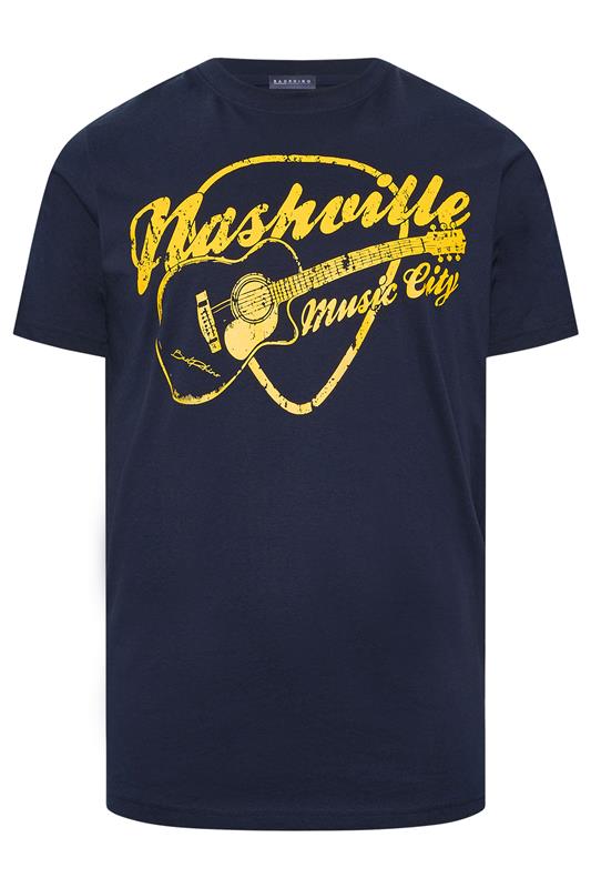 BadRhino Big & Tall Navy Blue Extra Long Nashville Graphic T-Shirt | BadRhino 4