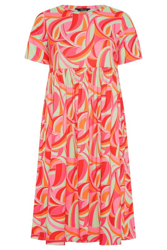 Plus Size LIMITED COLLECTION Bright Pink Abstract Print Midaxi Smock Dress | Yours Clothing 8