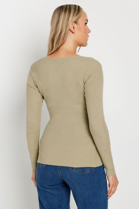 LTS Tall Womens Beige Brown Ribbed Sweetheart Jumper | Long Tall Sally  3