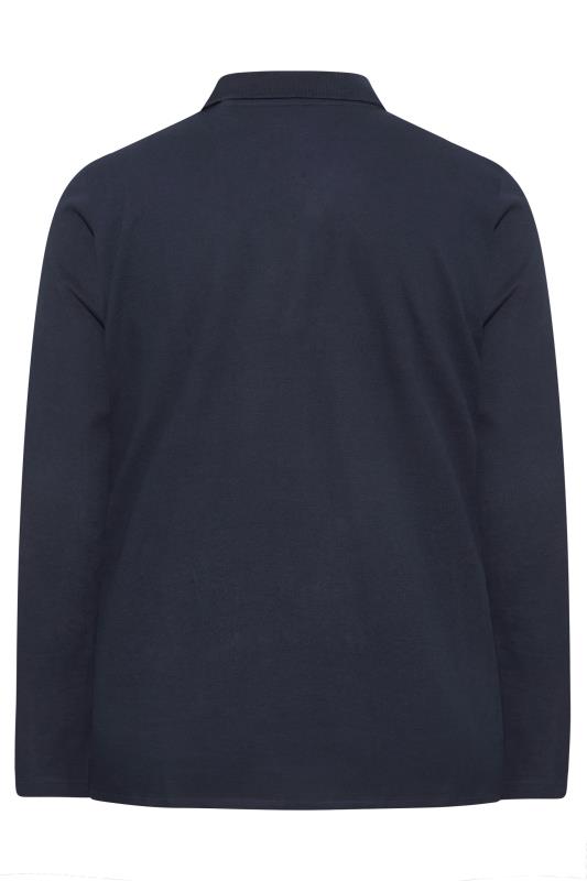 BadRhino Big & Tall Navy Blue Essential Long Sleeve Polo Shirt 3