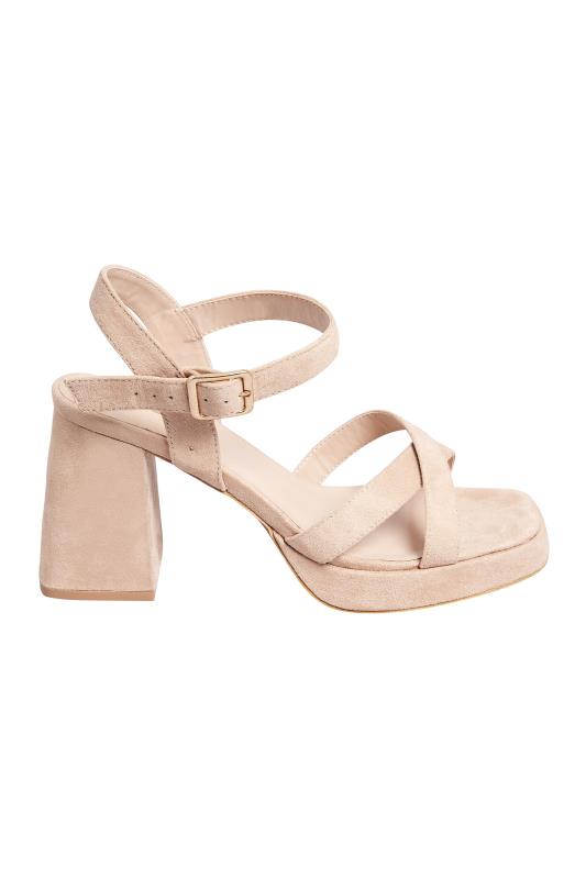 Nude Platform Sandal Heels In Wide E Fit & Extra Wide EEE Fit | Yours Clothing  6