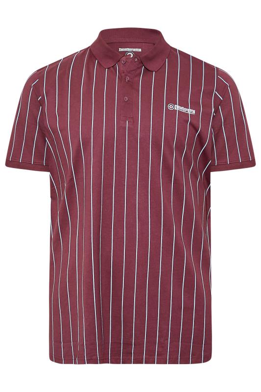 LAMBRETTA Big & Tall Burgundy Red Pinstripe Polo Shirt | BadRhino 3