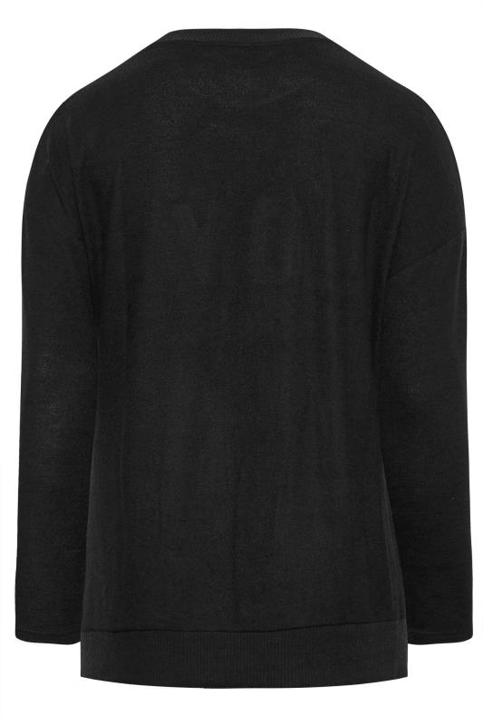 Plus Size Black 'Love' Soft Touch Boucle Jumper | Yours Clothing 7